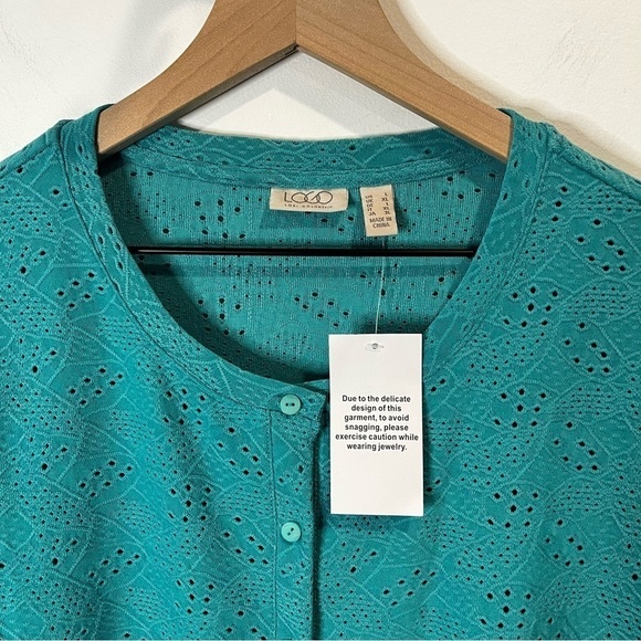 NWT | Womens | LOGO Lori Goldstein Teal Button Down Cardigan | Large - Picture 3 of 6